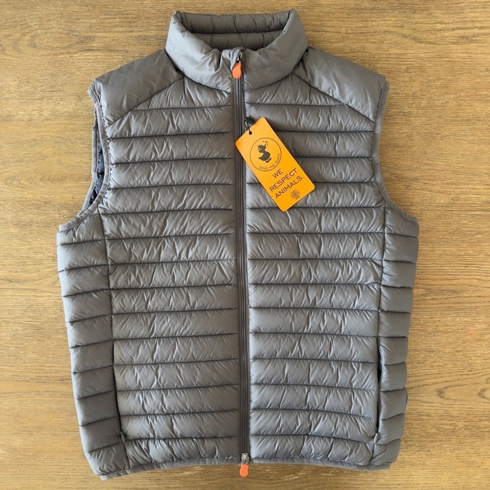 NEW 🦆Save The Duck Men's Adam Feather Free Plumtech Puffer Vest-Gray-Size‎ Med